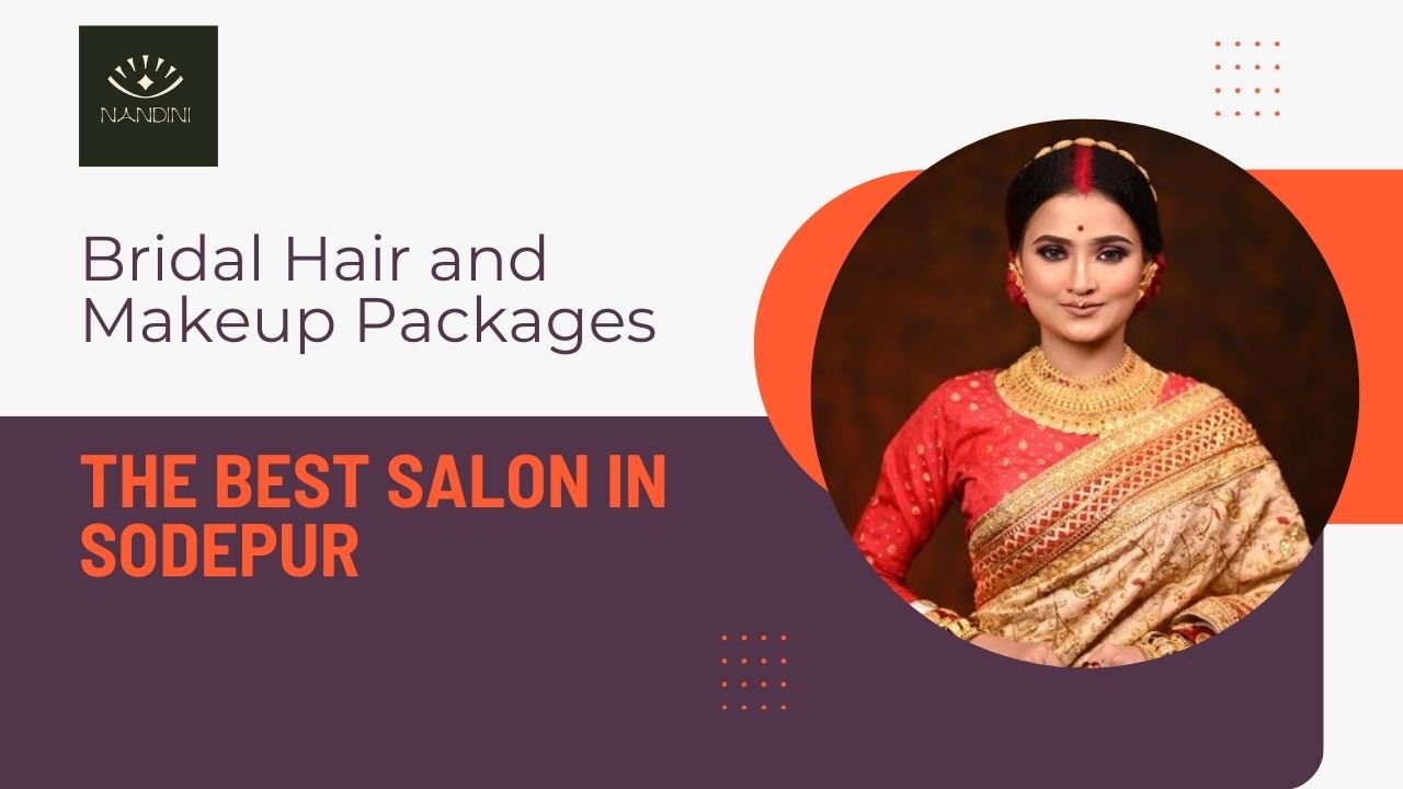 Bride getting professional bridal makeup in Sodepur with elegant hairstyle at Nandini Luxury Unisex Salon