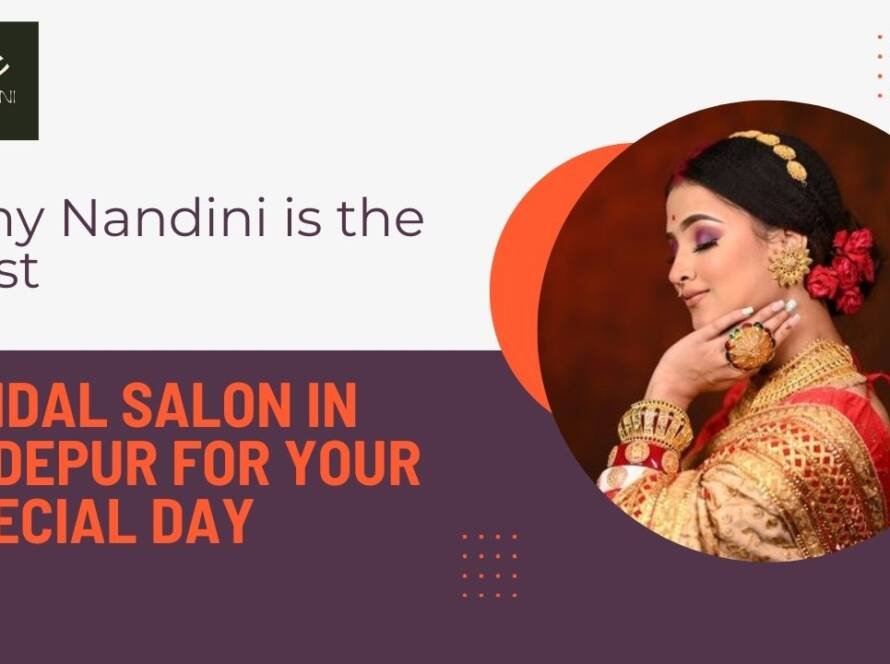 Bride receiving professional bridal makeup in Sodepur at Nandini Luxury Unisex Salon
